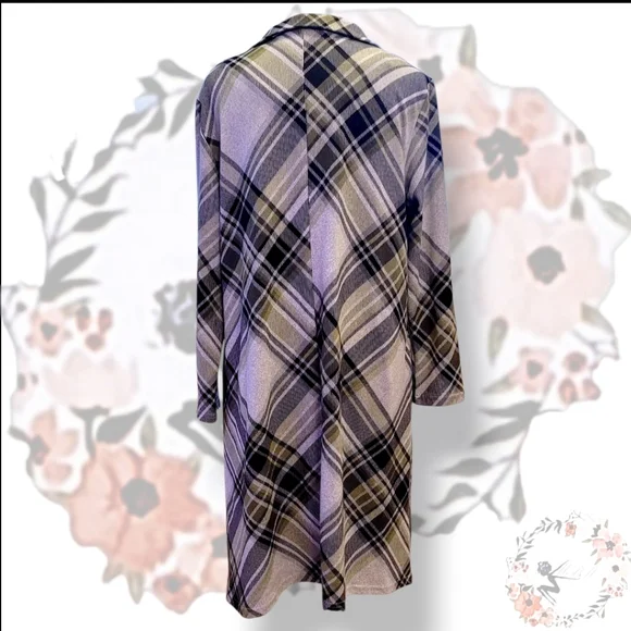 R&K Gray and Black Plaid Long Sleeve Dress. Size L - Picture 4 of 6